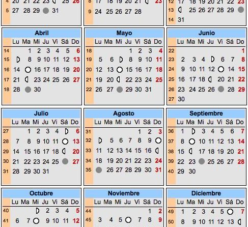 Calendario lunar 2014