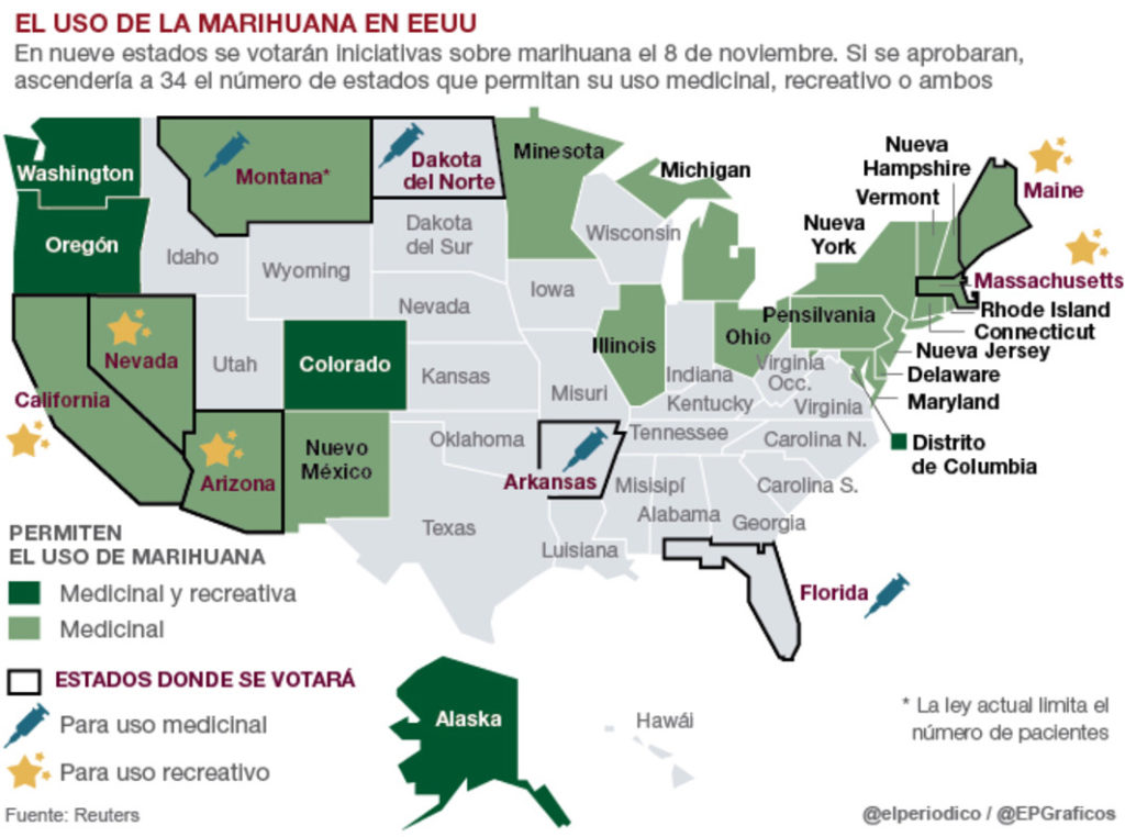 estados estados unidos a favor de marihuana