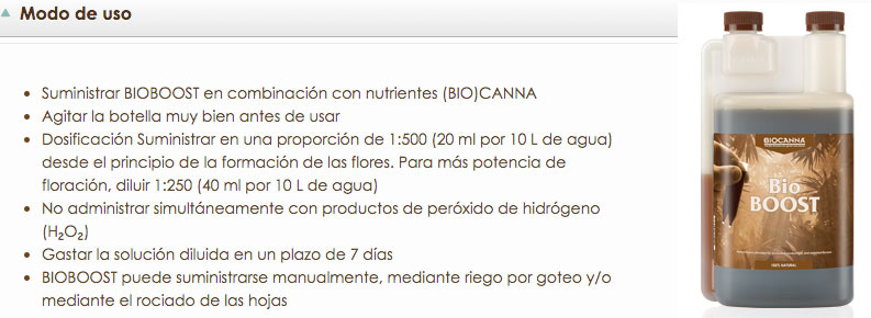 bio boost canna como utilizarlo